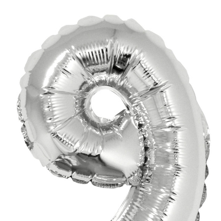 Folie ballonnen cijfer 19 zilver 41 cm