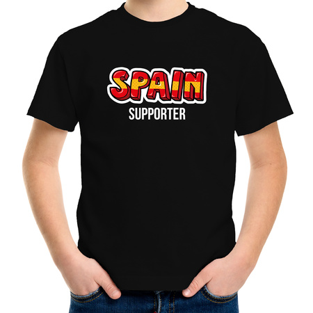Zwart fan shirt / kleding Spain supporter EK/ WK voor kinderen