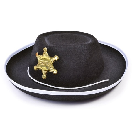 Zwarte verkleed sheriff cowboy hoed voor kinderen