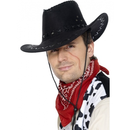 Suede look cowboy hoed zwart